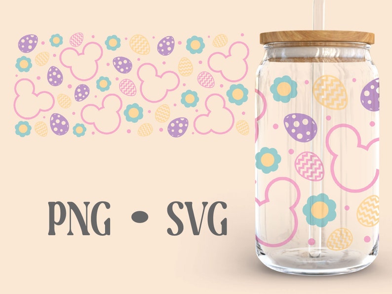 Mouse Easter Eggs • 16 Oz Glass Can Cut File, Easter Can Glass Wrap Svg ...