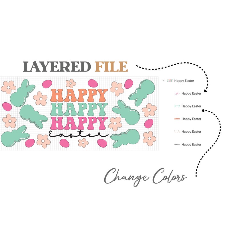 Happy Easter • 16 Oz Glass Can Cut File, Easter Can Glass Wrap Svg ...
