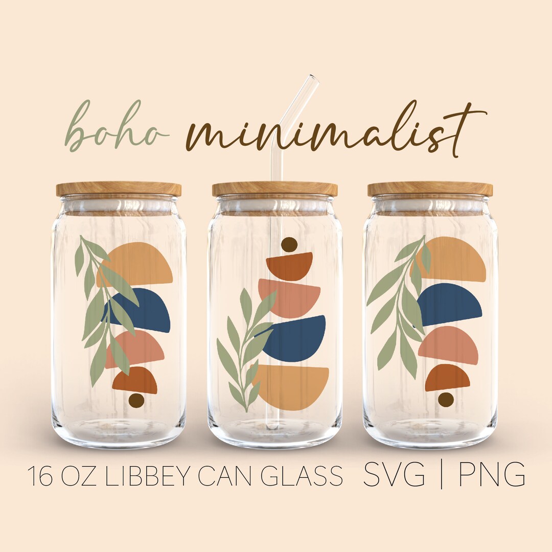 Abstract Boho Minimalist Libbewy Can Glass Svg, 16 Oz Libbey Can Glass ...