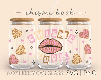 Chisme Book• 16oz Glass Can Cutfile, Cafecito y Chisme Can Glass Svg, Conchas Svg, Cafecito Svg, Silhouette Cricut, Svg Files for Cricut