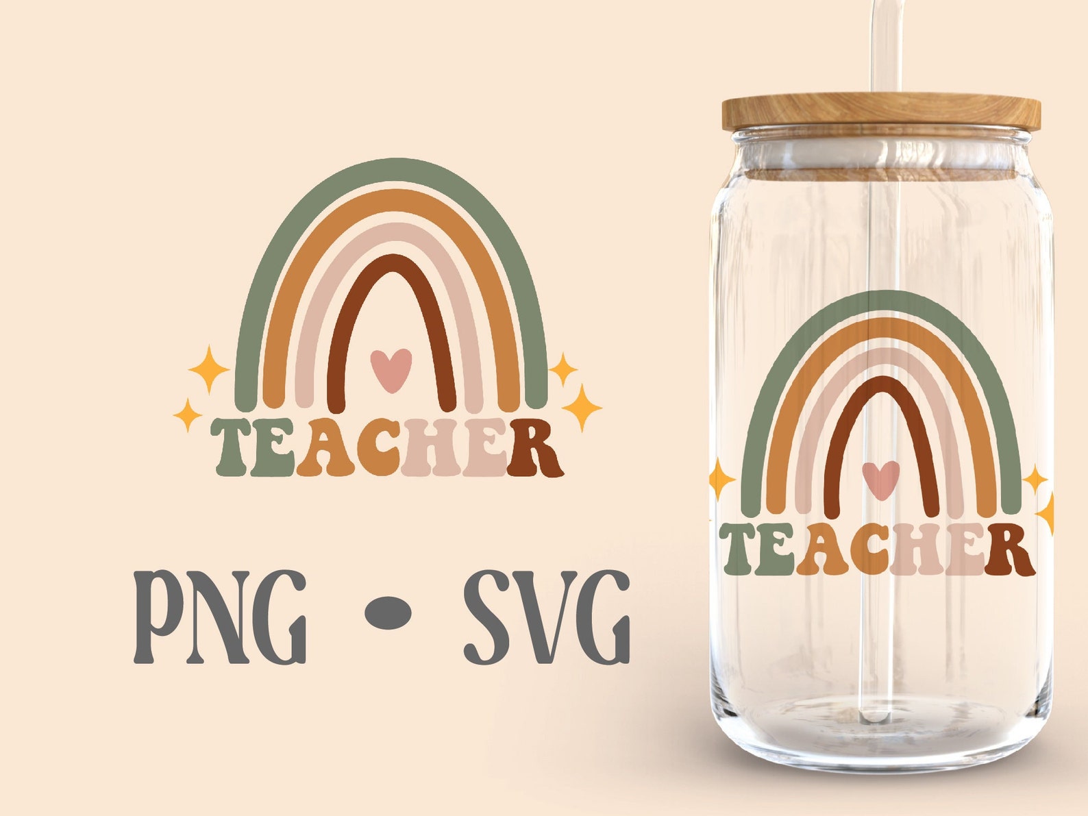 Teachher Boho Libbey Can Glass Svg, 16 Oz Can Glass, Beer Can Glass ...