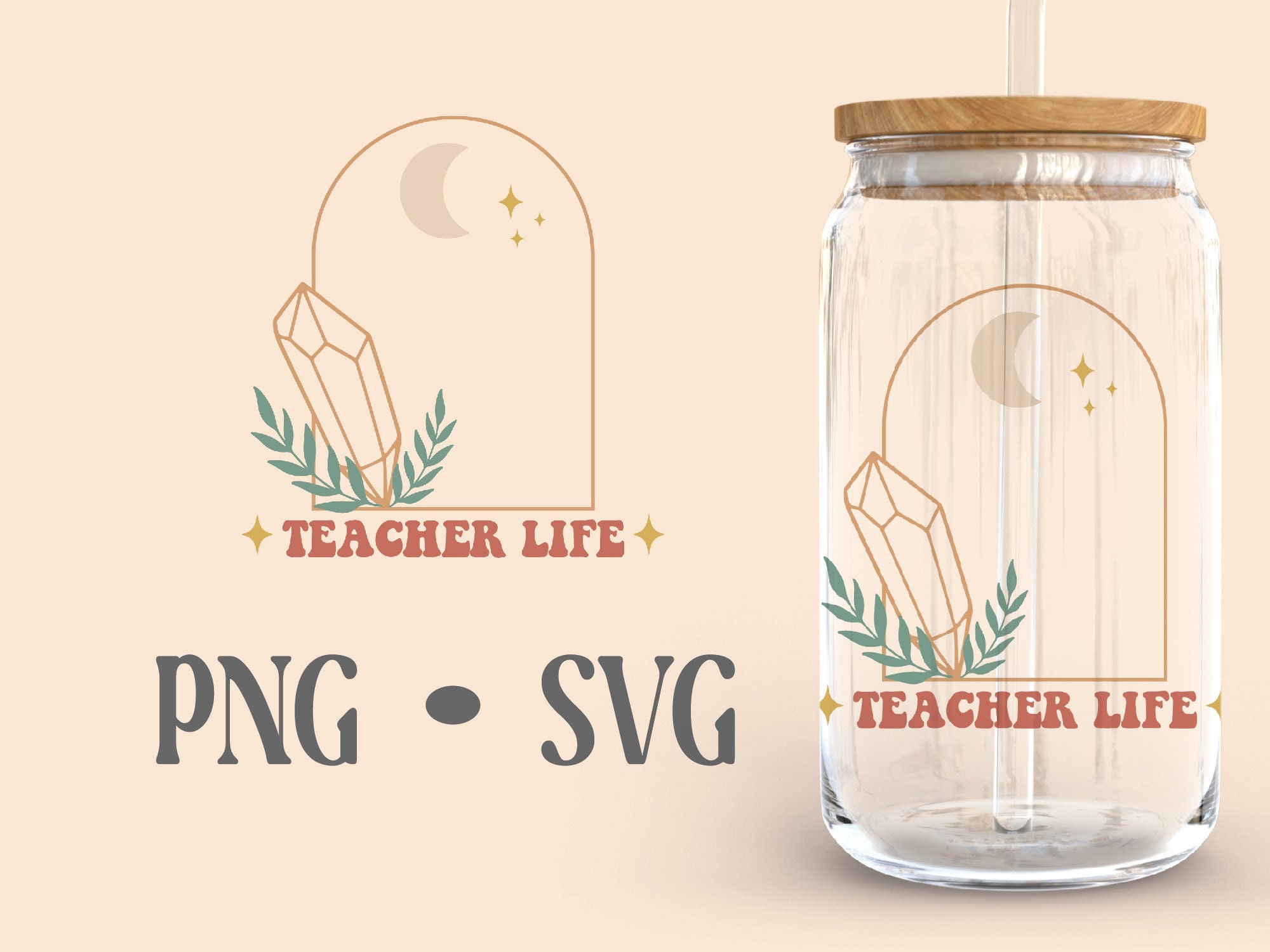 Teacher Life Boho Libbey Can Glass Svg, 16 Oz Can Glass, Boho Svg ...