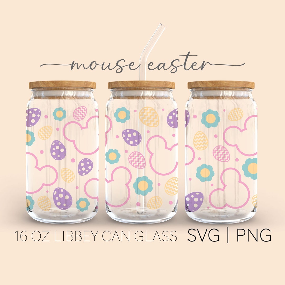 Mouse Easter Eggs • 16 Oz Glass Can Cut File, Easter Can Glass Wrap Svg ...