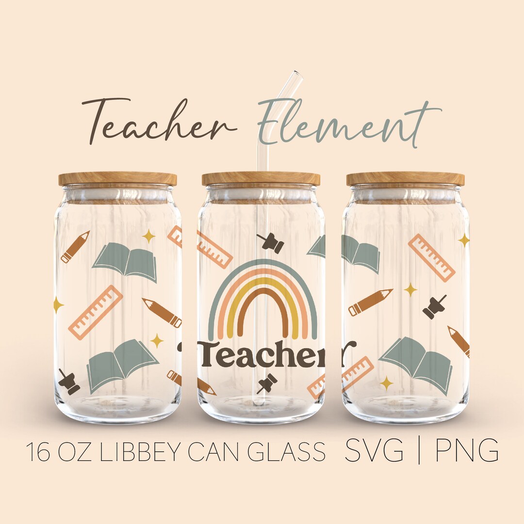 Teachher Boho Libbey Can Glass Svg, 16 Oz Can Glass, Principal Svg ...