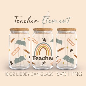 Nauczycielka Boho Libbey Can Glass Svg, 16 Oz Can Glass, Dyrektor Svg, Boho Svg, Libbey glass Svg, School Element Svg, Beer Can Glass