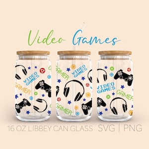 Gamer Kopfhörer Can Wrap | Spieler-Videospiel svg | libbey 16 Oz Bierdose Glas svg | sofortiger digitaler Download | Cricut Design