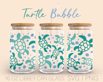 Sea Turtle Libbey Can Glass Svg, 16 Oz Can Glass, Turtle can glass svg, Beer Can Glass, Digital Download