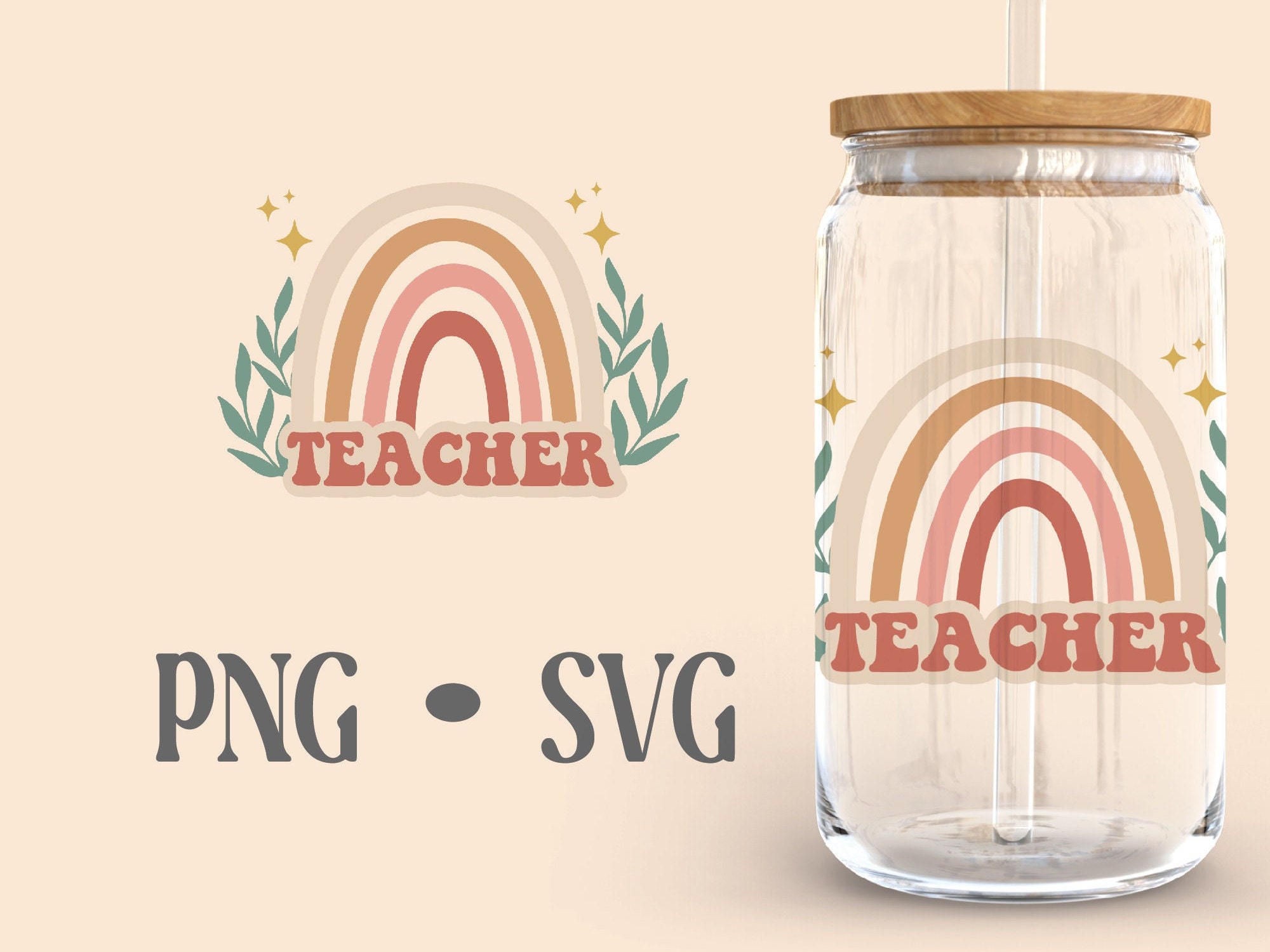 Teacher Life Boho Libbey Can Glass Svg, 16 Oz Can Glass, Boho Svg ...