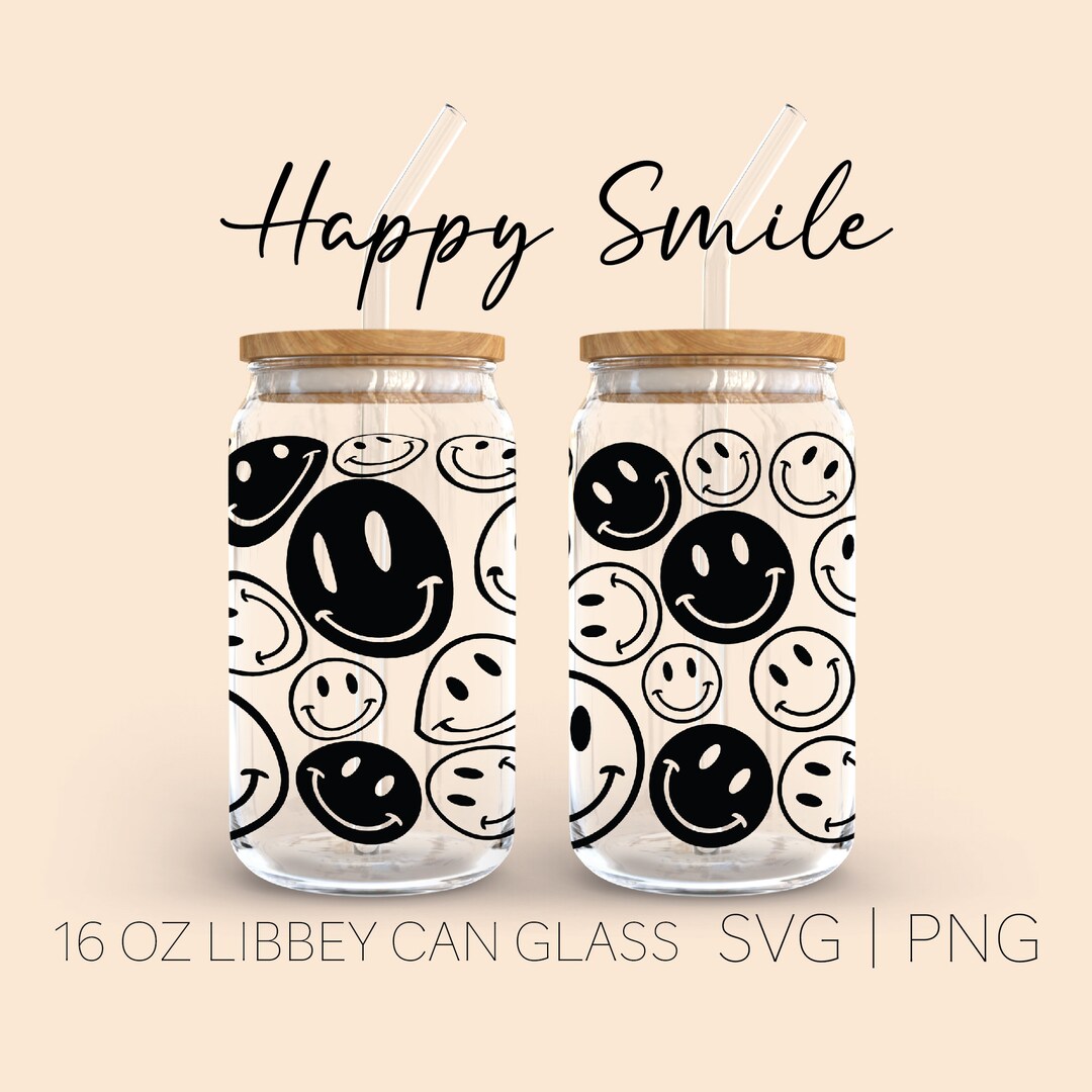 Warped Smiley Faces Libbey Can Glass Svg, 16 Oz Can Glass, Stacked Wavy ...