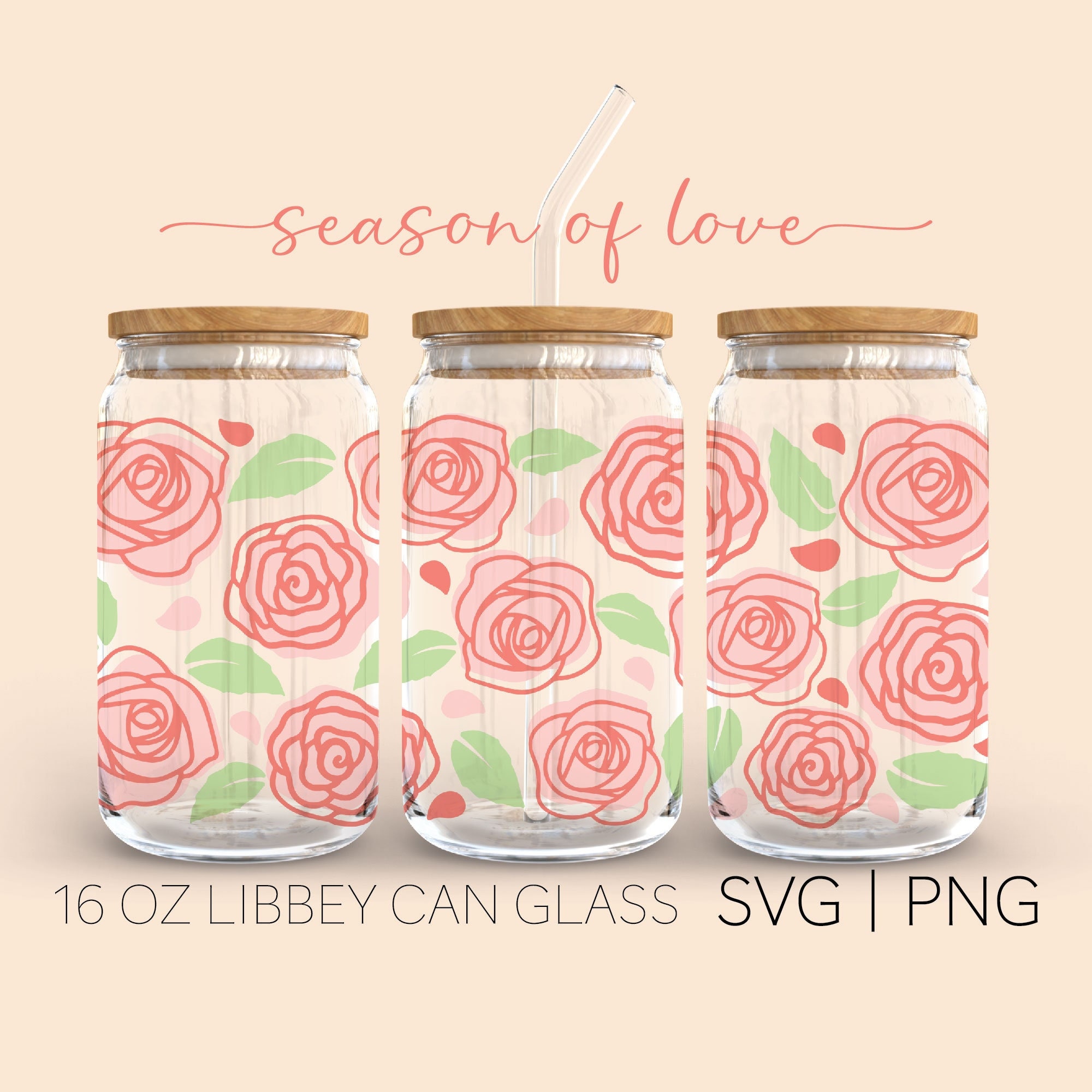 Rose • 16 Oz Glass Can Cut File, Rose Svg, Flower Beer Can Glass Svg ...