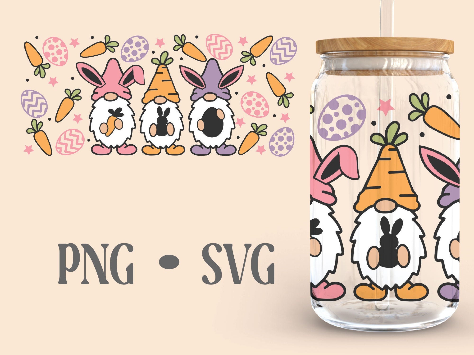 Easter Gnome • 16 Oz Glass Can Cut File, Gnome Svg, Happy Easter Svg ...