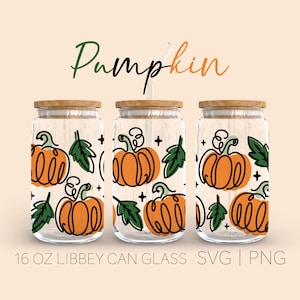 Pumpkins Libbey Can Glass Svg, 16 Oz Can Glass, Pumpkin Svg, Fall Svg, Boho Svg, Layered Svg, Svg For Cricut, Digital Download