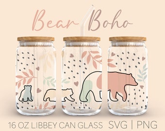 Mama Bear Libbey Can Glass Svg, 16 Oz Can Glass, Mama Bear Svg, Bear Svg, Mom Life Svg, Boho Svg, Digital Download