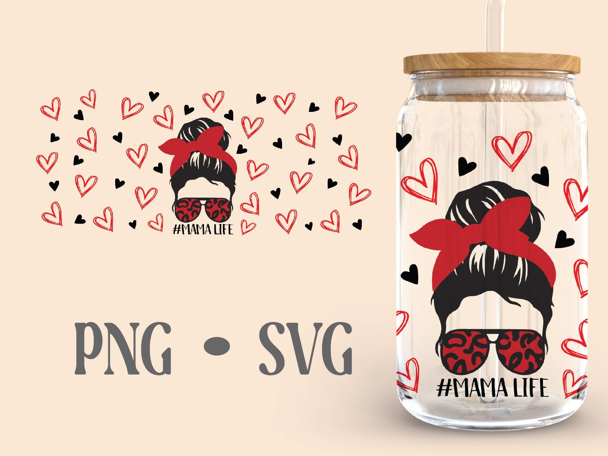 Mom Life Mama Glass Wrap Svg | 16oz Libbey Full Wrap Svg | Mama Svg ...
