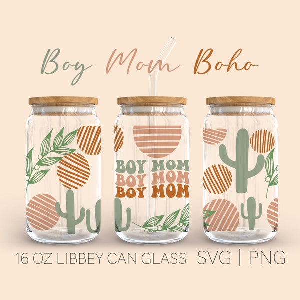 Boy Mom Boho Libbey Can Glass Svg, 16 Oz Can Glass, Boy Mom Svg, Momlife Svg, Beer Can Glass, Boho Svg, Libbey Full Wrap, Cricut Svg