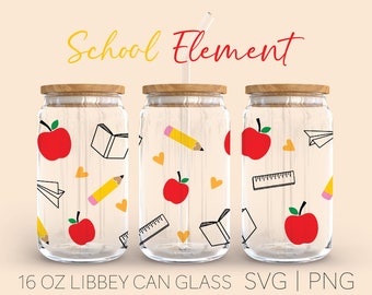 School Element Libbey Can Glass Svg, 16 Oz Can Glass, School Svg, School Element Svg, School Supply Svg, Beer Can Glass, Digital Download