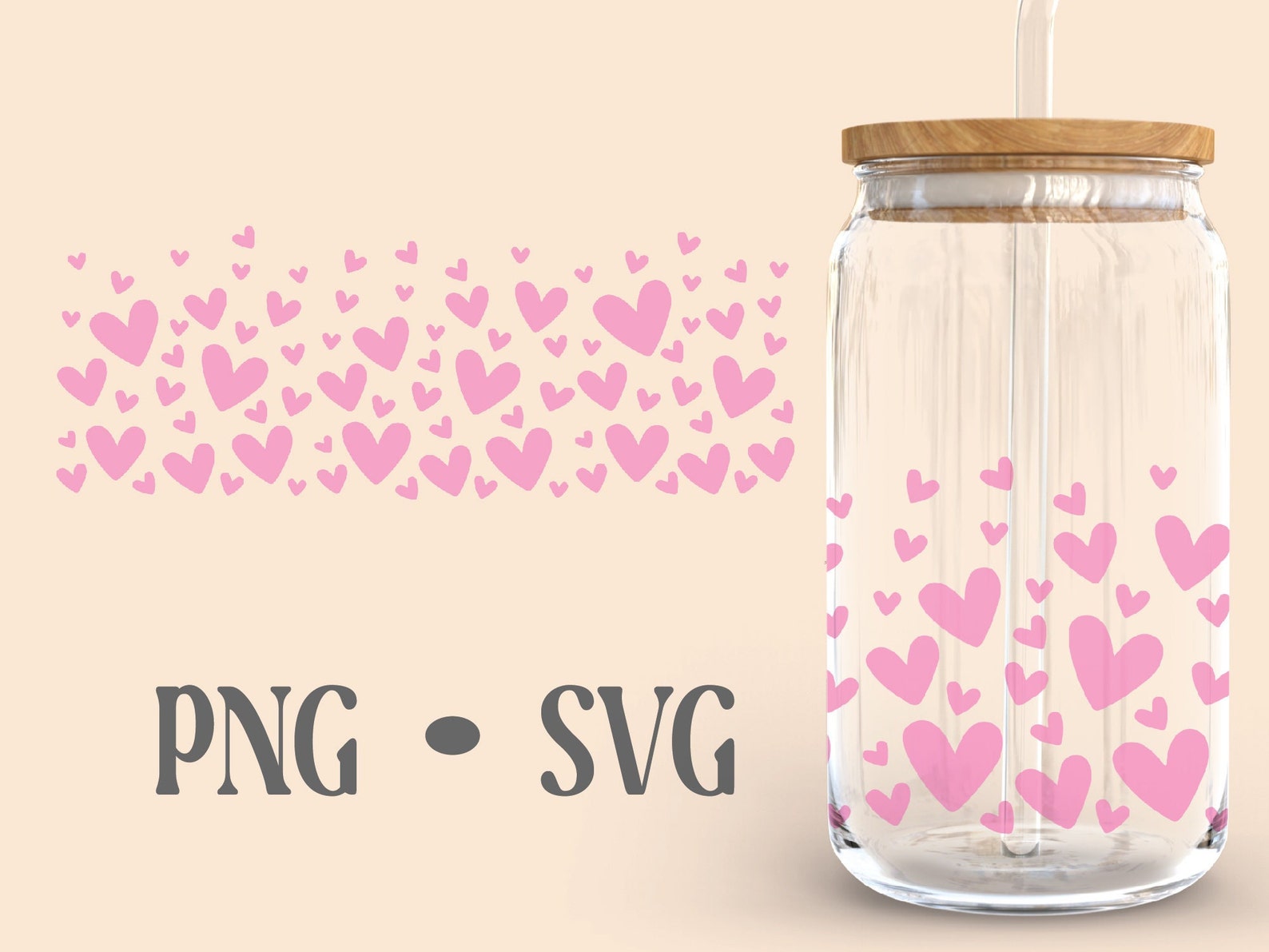 Floating Hearts Libbey 16oz Can Glass Wrap Svg, Beer Can Glass Svg Cut ...