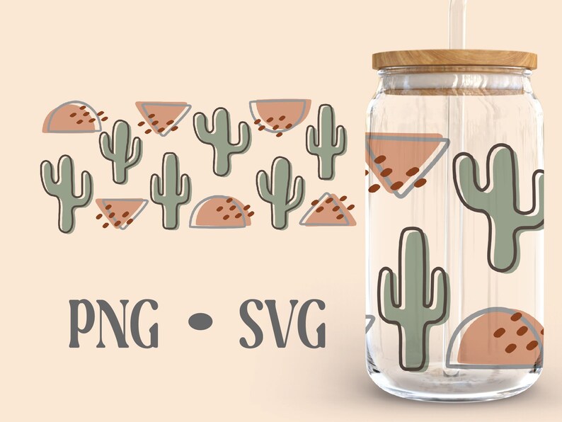 Cactus Boho Libbey Can Glass Svg 16 Oz Can Glass Boho Svg - Etsy