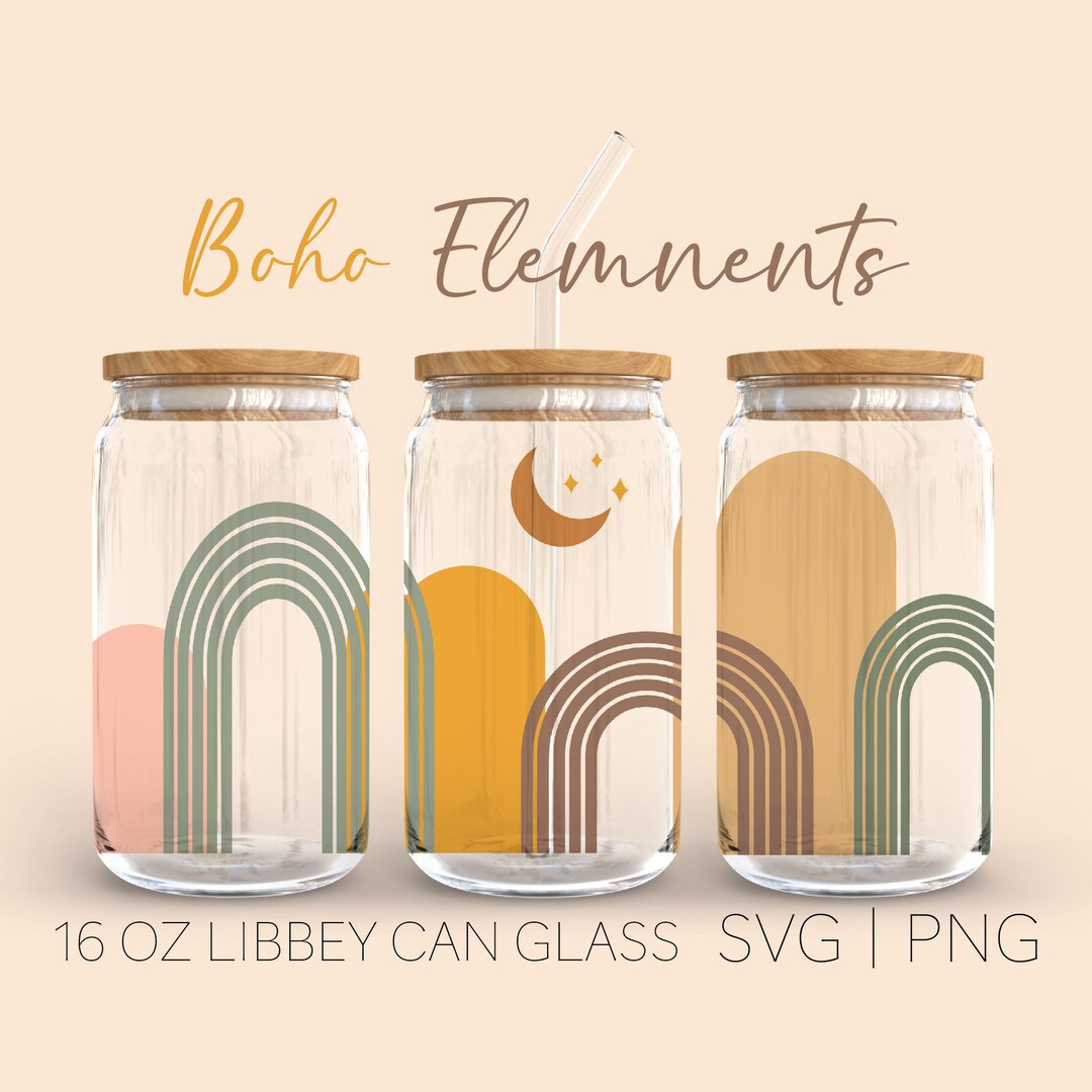 Boho Element Libbey Can Glass Svg, 16 Oz Can Glass, Boho Svg, Celestial ...