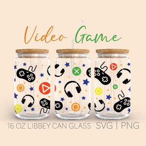 Videospiel Glass Can Wrap | libbey 16 Oz Bierdose Glas svg | sofortiger digitaler Download | Cricut Design | svg png