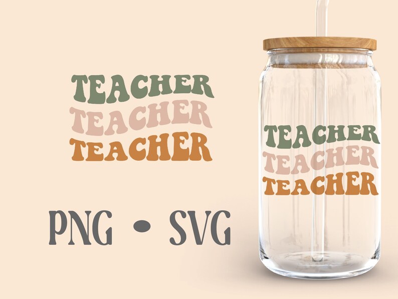 Teachher Boho Libbey Can Glass Svg, 16 Oz Can Glass, Beer Can Glass ...