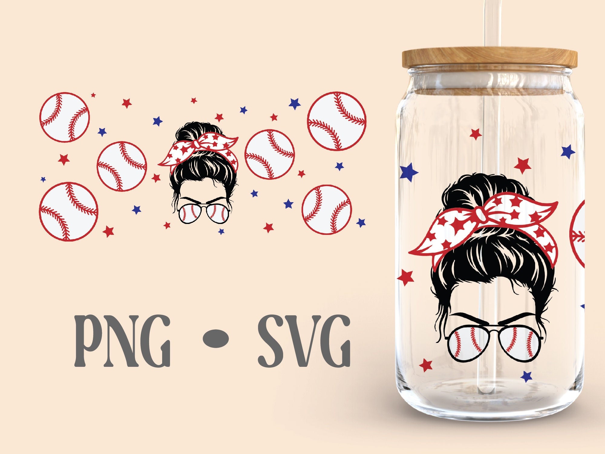 Mama Baseball Libbey Can Glass Svg, 16 Oz Libey Can Glass, Mom Life ...