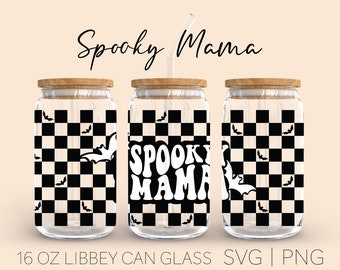 Spooky Mama Libbey Can Glass Svg, 16 Oz Can Glass, Halloween Svg, Popular Svg, Spooky Mama Svg, Trick Or Treat Svg, Boo Svg, Boo Svg, Cricut