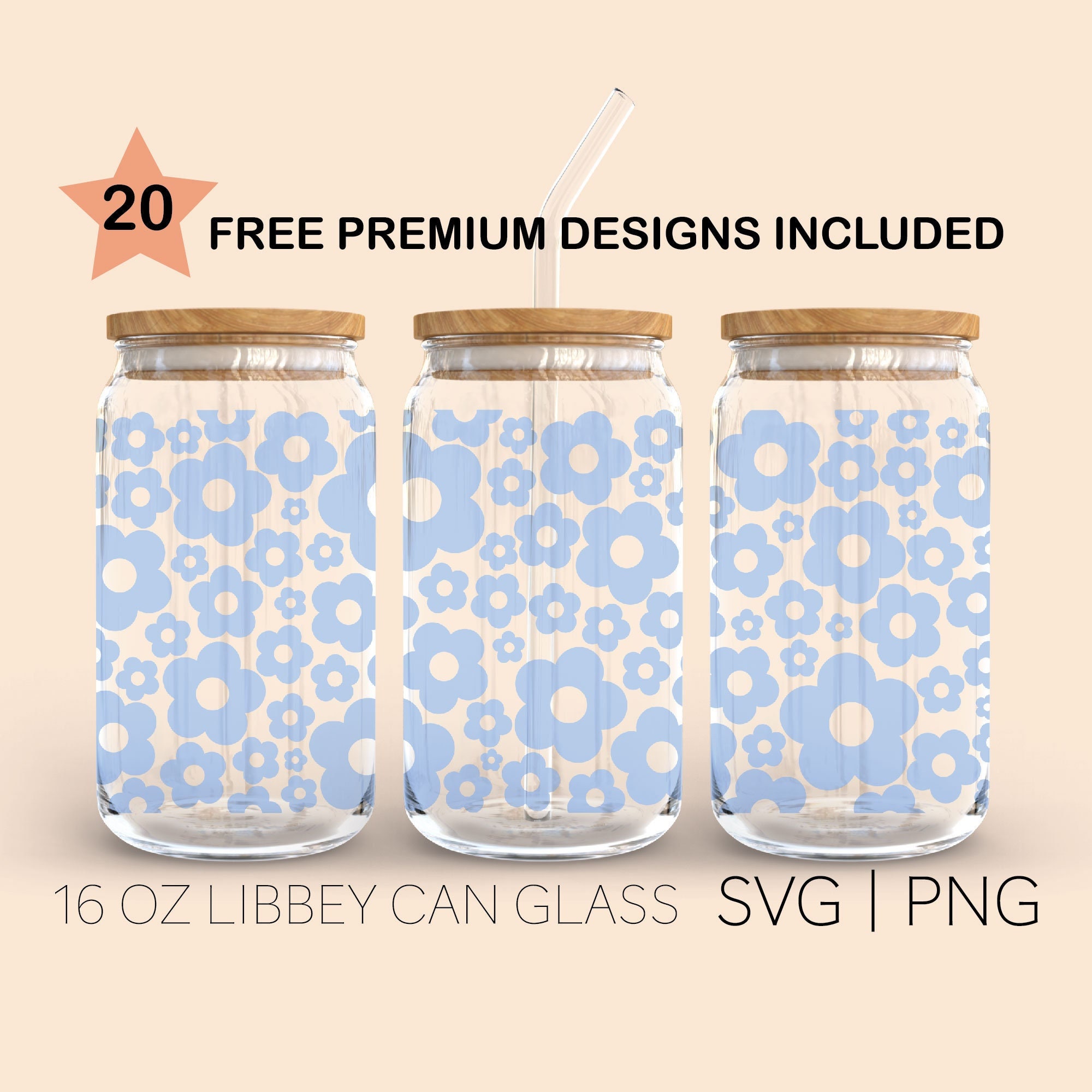 Retro Flowers Pattern, 16 Oz Libbey Glass Svg, Retro Flowers Svg, Boho Svg, Flowers Svg, Groovy Flowers Svg, Svg For Cricut, Digital Files