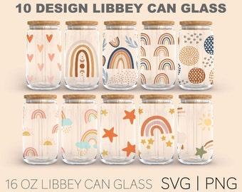 10 Design Modern Boho Element Libbey Can Glass Svg, 16 Oz Can Glass, Modern Boho Svg, Cricut, Beer Can Glass, Digital Download