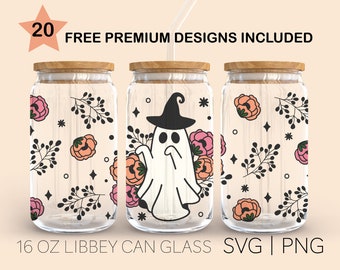 Ghost Wildflowers Svg, 16 Oz Can Glass, Ghost Svg, wildflower Svg, Halloween Svg, Can Glass Svg, Beer Can Glass, Digital Download