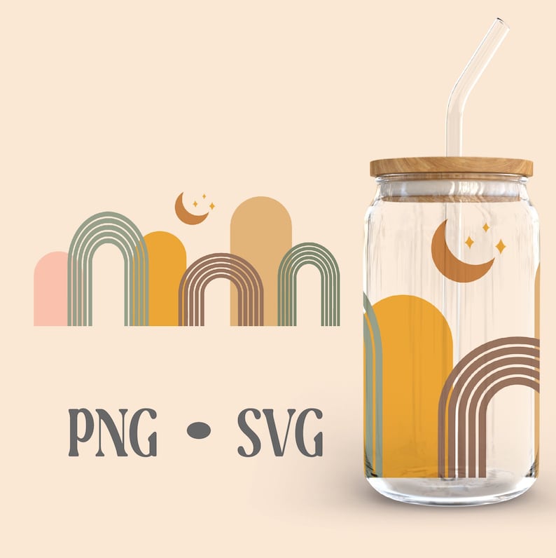 Boho Element Libbey Can Glass Svg 16 Oz Can Glass Boho Svg - Etsy