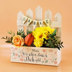 Plantenbak "Wat leuk dat je bestaat" met naam, plantenmand, cadeau voor vrouwen, Moederdag, verjaardag, cadeau voor vriendin