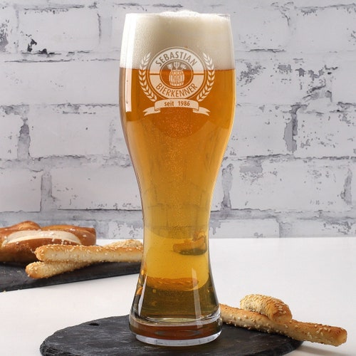 Wheat glass with name engraving