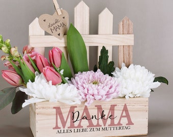 Boîte à plantes pour maman avec un imprimé personnel pour la fête des mères