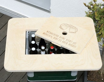 Beer crate bar table attachment with desired text