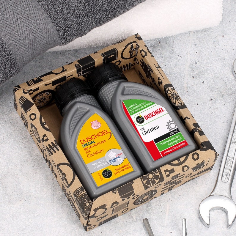 Shower gel in engine oil design with name print image 7