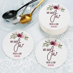 Bedruckte Untersetzer zur Hochzeit mit Namen und Datum - 30er Set, Bierdeckel zur Hochzeit
