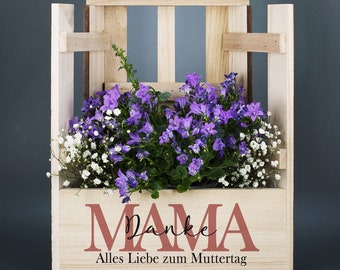 Boîte à plantes pour maman ou grand-mère avec un imprimé personnel pour la fête des mères