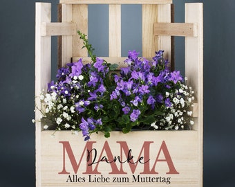 Pflanzkiste für Mama oder Oma mit persönlichem Aufdruck zum Muttertag