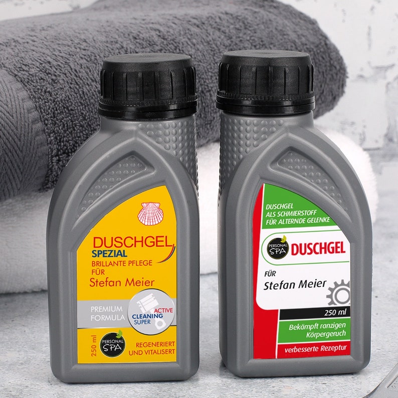 Shower gel in engine oil design with name print image 5