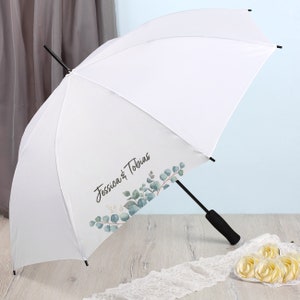 Wedding umbrella with names of the bride and groom