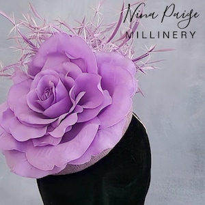 Lilac Cocktail Hat with Cabbage Rose & Starburst