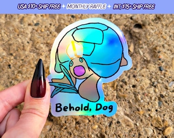 Behold Dog Sticker Handmade Holographic Vinyl Video Games Soulslike Stickers Elden Ring Dark Souls Video Game