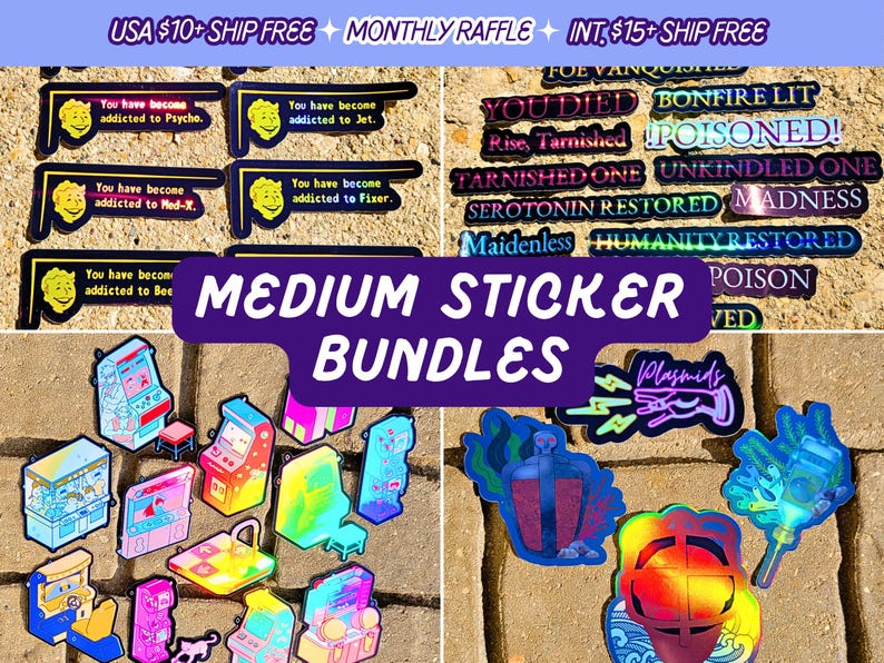 Mini Sticker Bundle Layout Medium Stickers Choose Your Own Bundles Packs Bulk Handmade Holographic ...