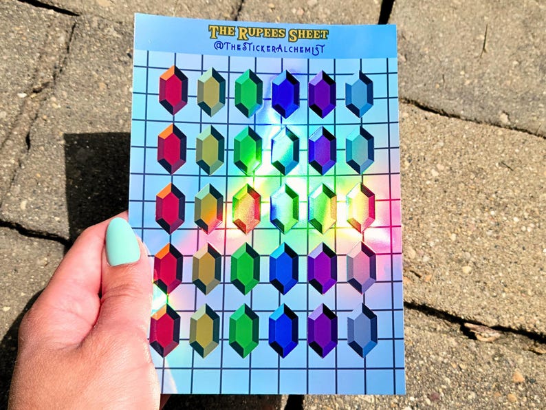 Rupee Rainbow Legend of Zelda Rupees Vinyl Sticker Sheet - Etsy