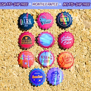 Fallout Bottle Caps Sticker Handmade Nuka Cola Holographic Sticker Pack