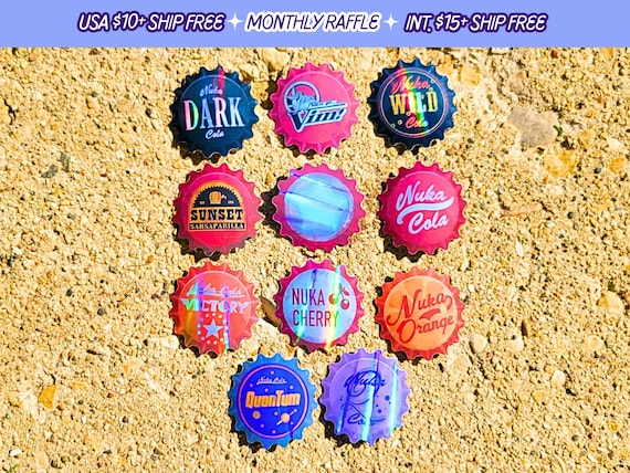 Fallout Bottle Caps Sticker Handmade Nuka Cola Holographic Sticker Pack