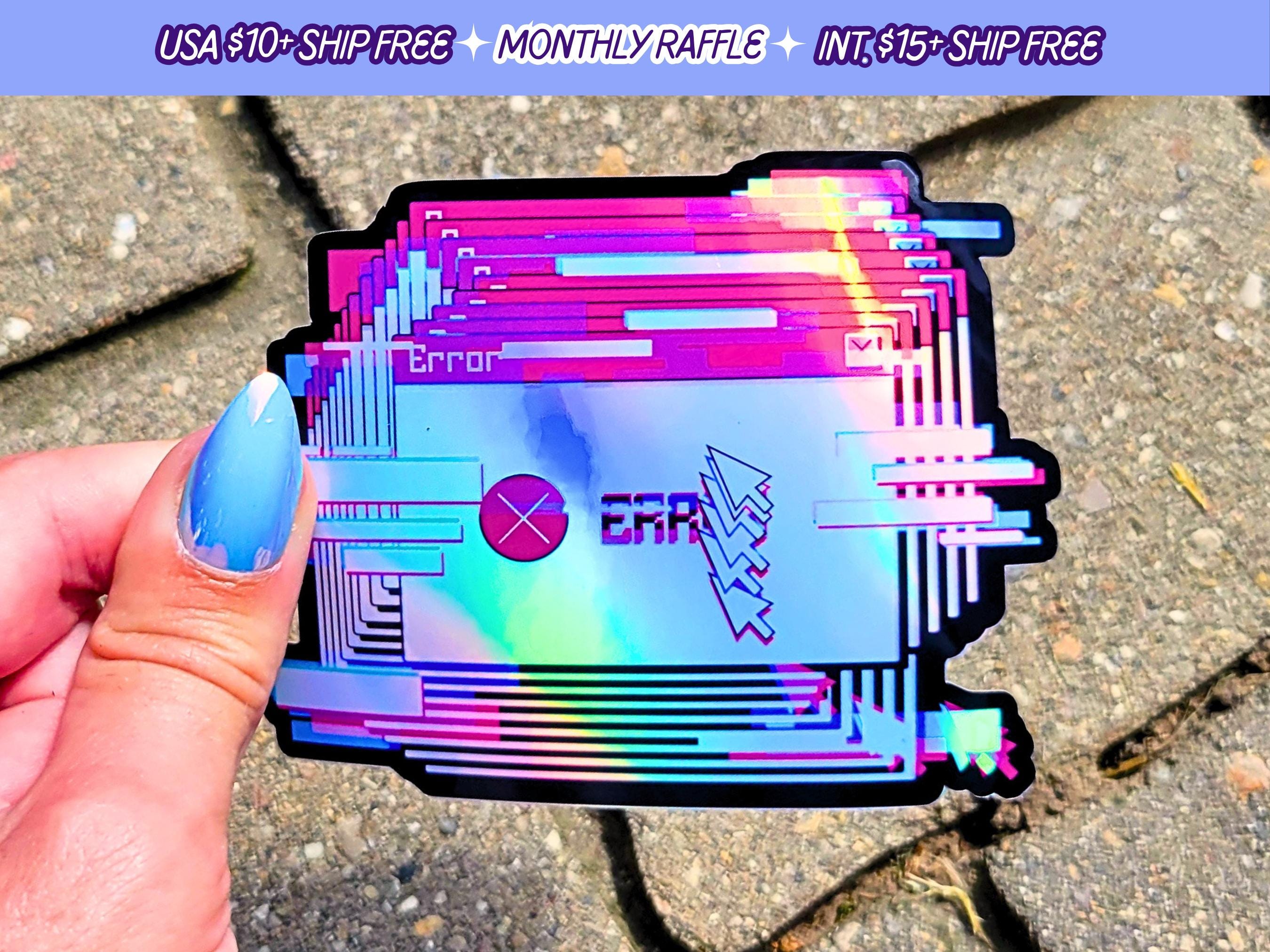 Error Glitch Window Sticker Retro Frozen Computer Handmade Vinyl ...