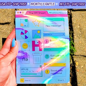 DM Sticker Sheet Holographic Vinyl Computer PC Cyber Stickers Sheets Handmade