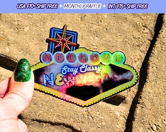 Fallout Stay Classy New Vegas Handmade Holographic Vinyl Sticker